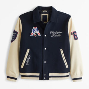 New England Patriots Navy and Off White Varsity Jacket