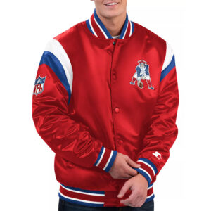 New England Patriots Shutout Throwback Red Satin Jacket