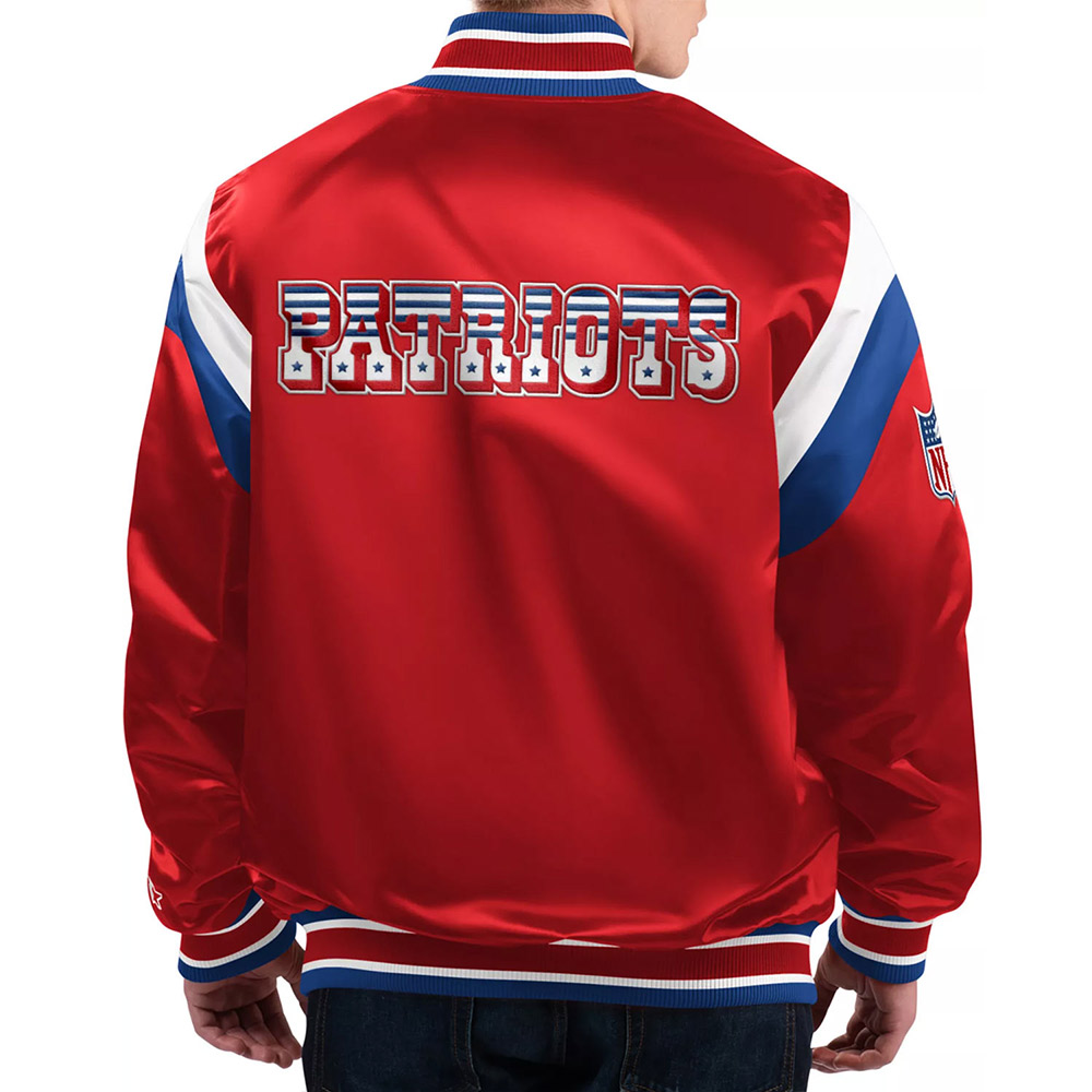 New England Patriots Shutout Throwback Red Satin Jacket - Image 2
