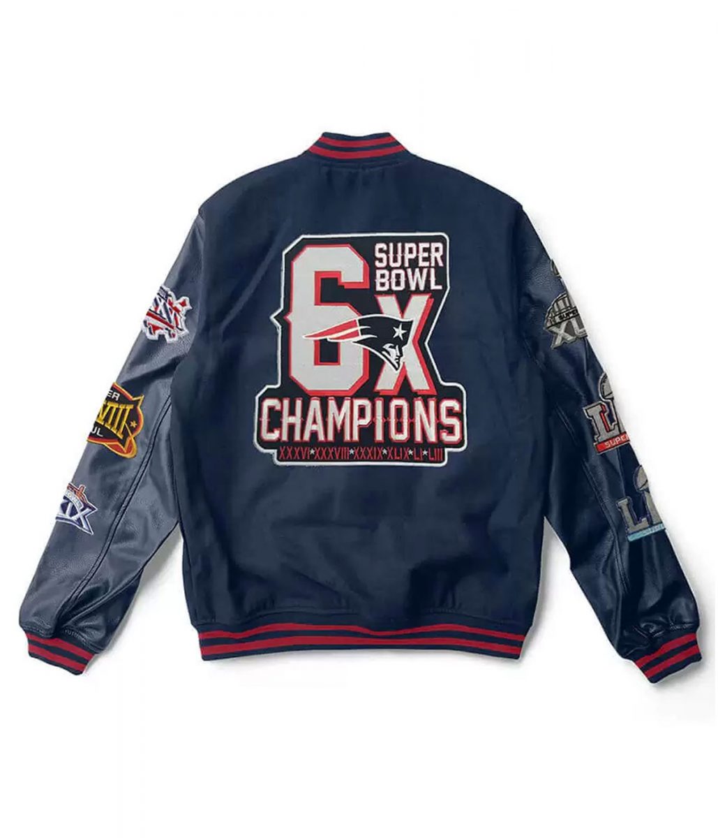 Varsity New England Patriots 6X Super Bowl Champions Navy Jacket - Image 2