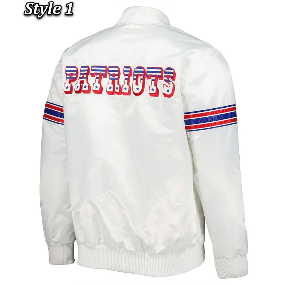 New England Patriots The Power Forward Satin White Jacket - Image 3