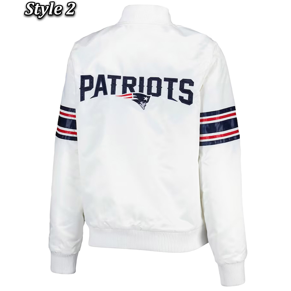 New England Patriots The Power Forward Satin White Jacket - Image 4