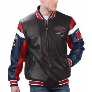 New England Patriots Black Varsity Full-Zip Leather Jacket