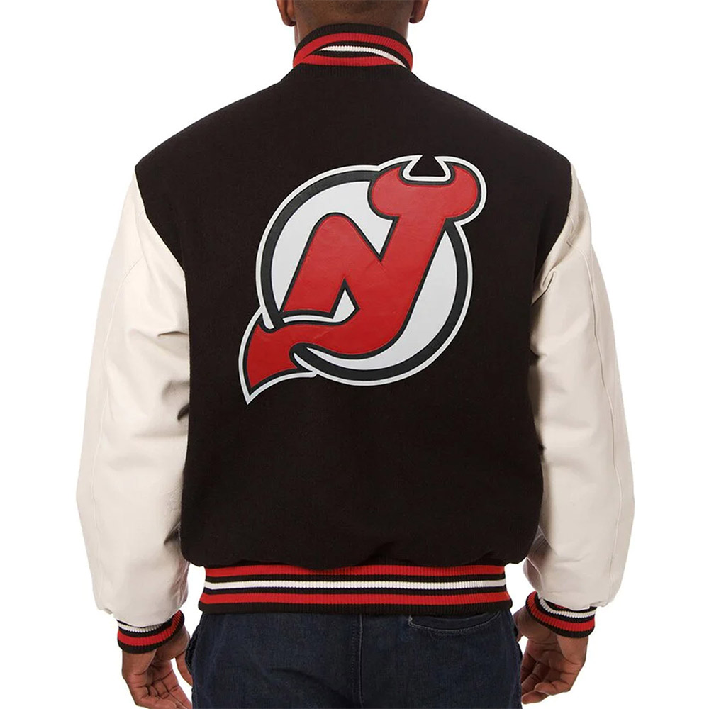 Varsity New Jersey Devils Black and White Two-Tone Jacket - Image 2