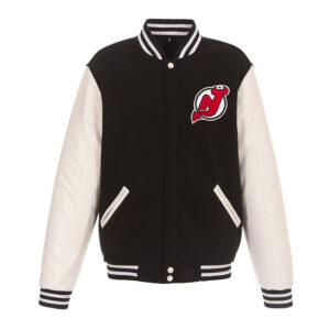 New Jersey Devils Varsity Black and White Jacket