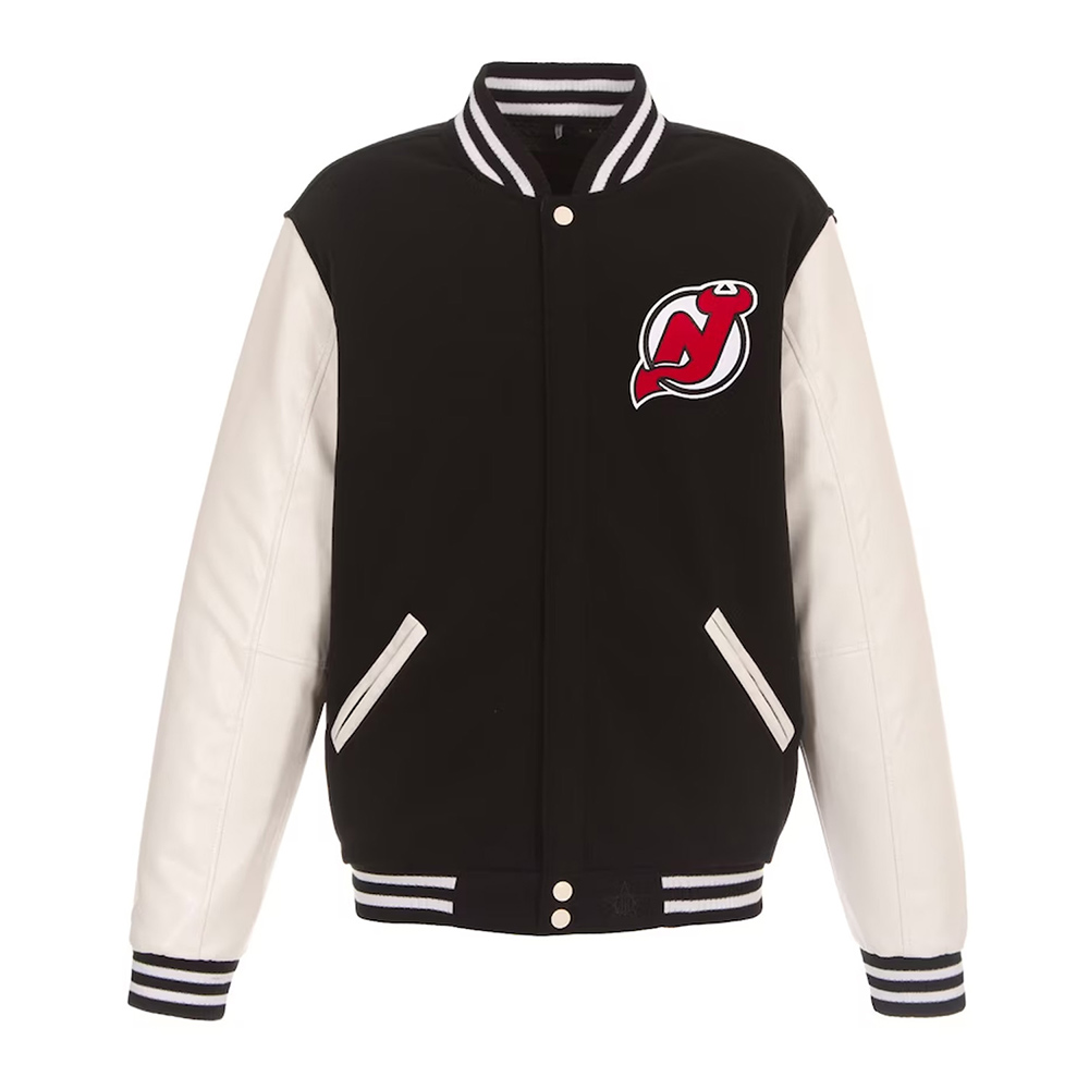 New Jersey Devils Varsity Black and White Jacket