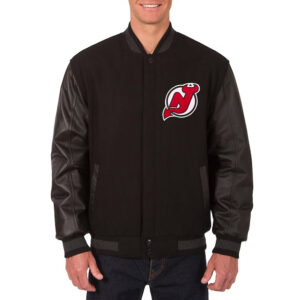 New Jersey Devils Varsity Black Wool & Leather Jacket
