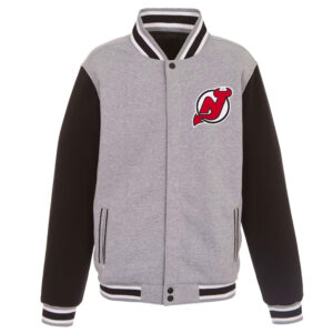 New Jersey Devils Gray and Black Varsity Wool Jacket