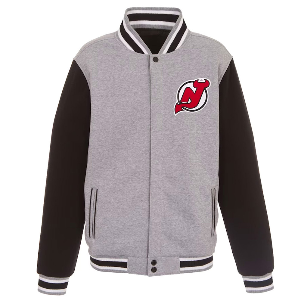 New Jersey Devils Gray and Black Varsity Wool Jacket