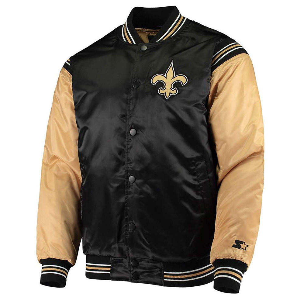 Enforcer New Orleans Saints Black/Gold Satin Jacket