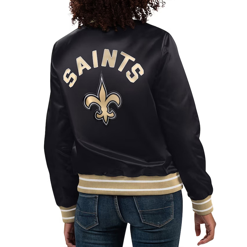 New Orleans Saints Full Count Black Satin Jacket - Image 2