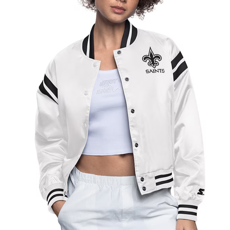 New Orleans Saints White Full Count Satin Jacket
