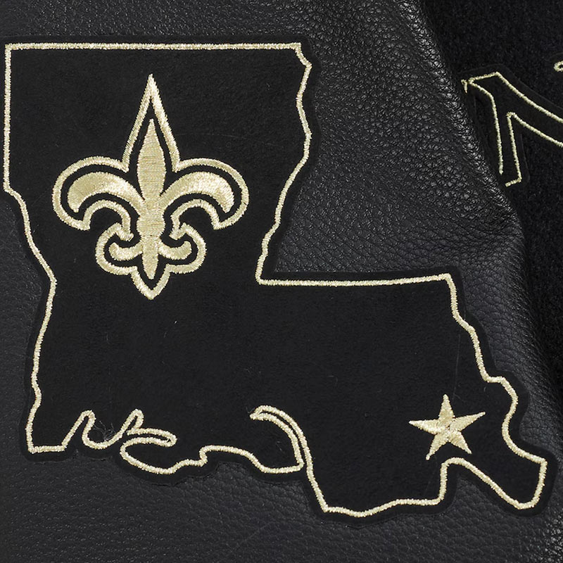 New Orleans Saints Full-Zip Black Varsity Jacket - Image 9