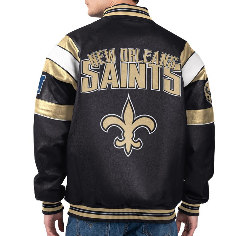 New Orleans Saints G-III Faux Varsity Leather Jacket - Image 2