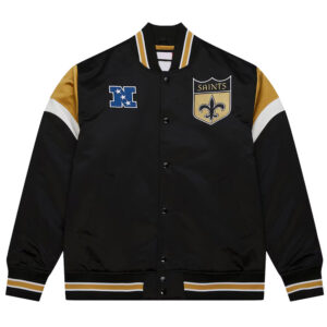 New Orleans Saints Heavyweight Black Satin Jacket