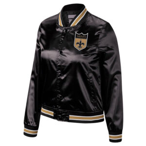 New Orleans Saints Lightweight Black Satin Jacket
