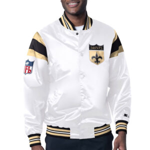 New Orleans Saints Midweight White Satin Jacket