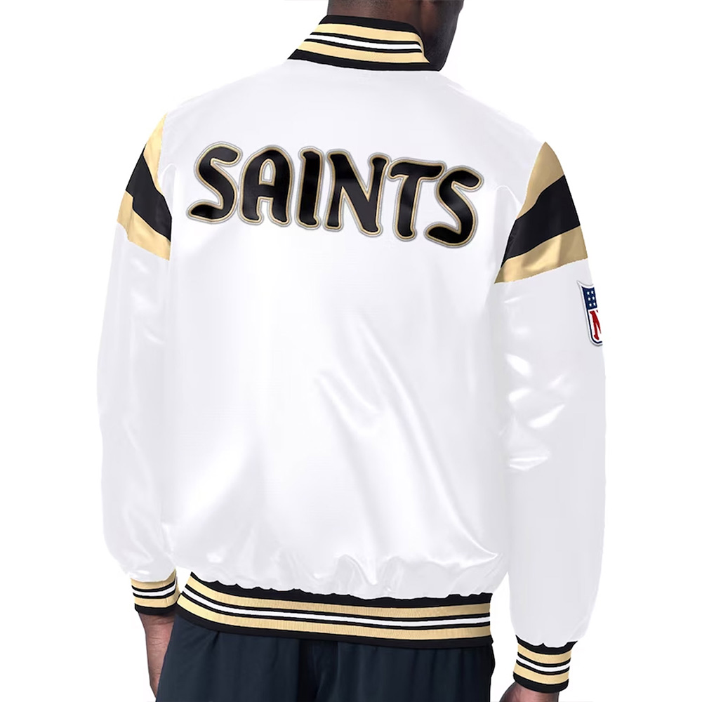 New Orleans Saints Midweight White Satin Jacket - Image 2