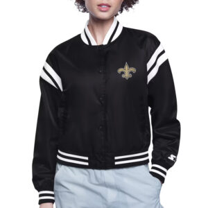 New Orleans Saints Printed Logo Varsity Satin Jacket