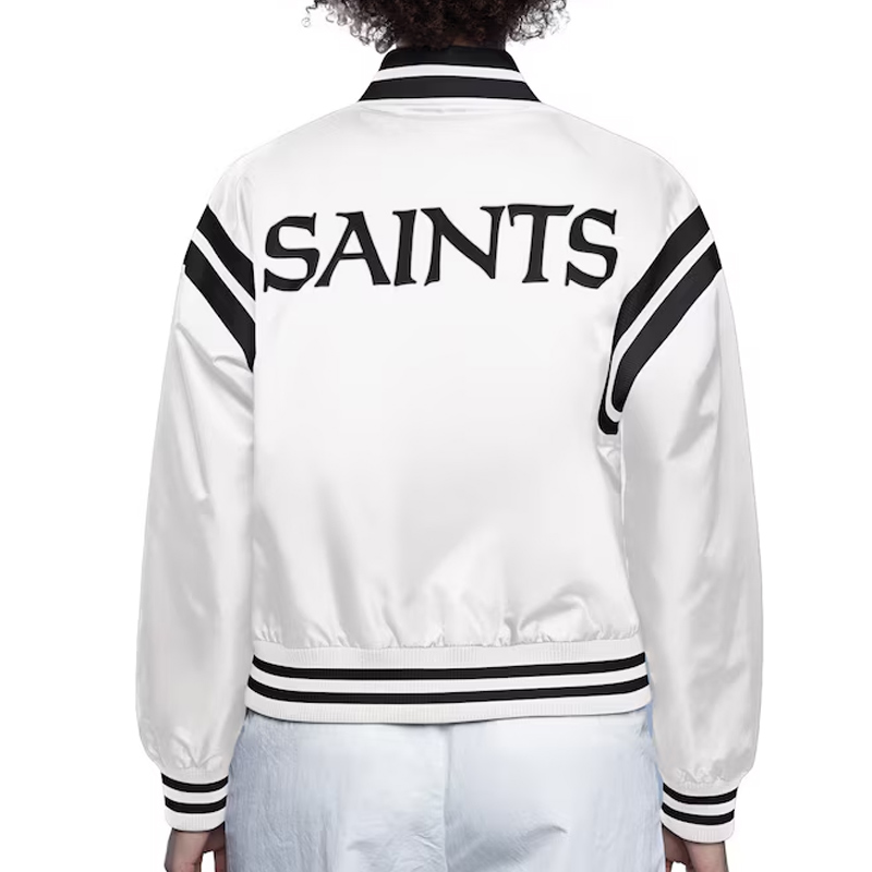 New Orleans Saints White Full Count Satin Jacket - Image 2