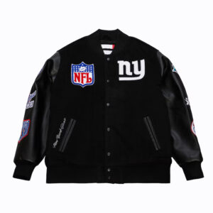NY Giants Blackout Vintage Logo Varsity Jacket
