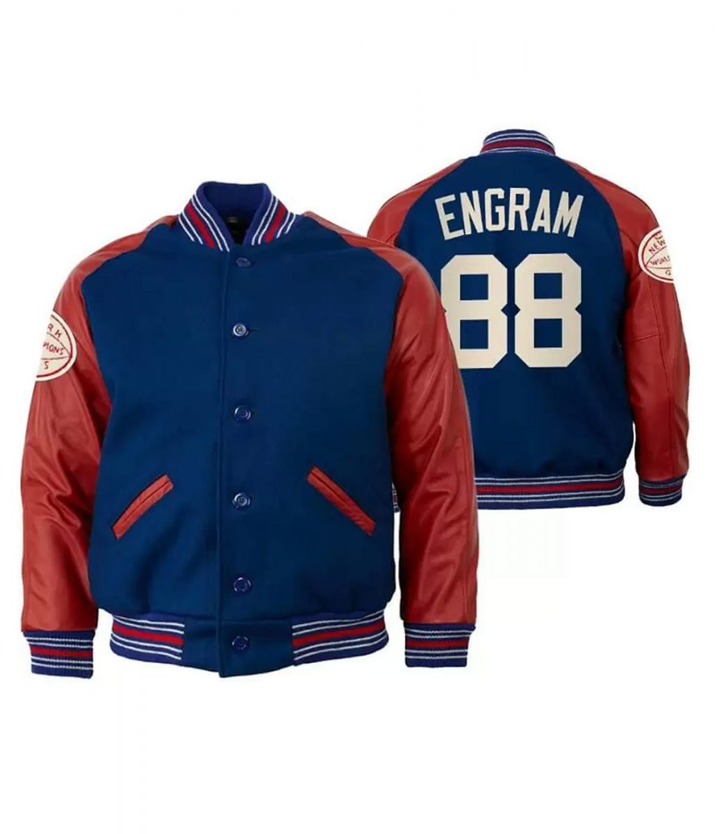 NY Giants Evan Engram Varsity Red and Blue Jacket - Image 2