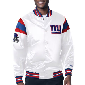 NY Giants Midweight White Satin Jacket