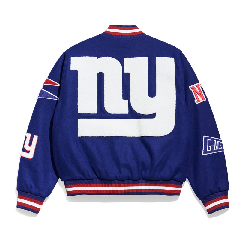 NY Giants Pennant Royal Varsity Wool Jacket - Image 2