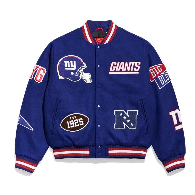 NY Giants Pennant Royal Varsity Wool Jacket