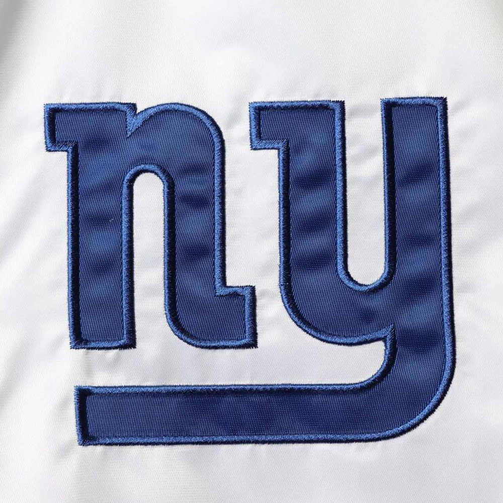 Throwback NY Giants Varsity White/Blue Varsity Satin Jacket - Image 4