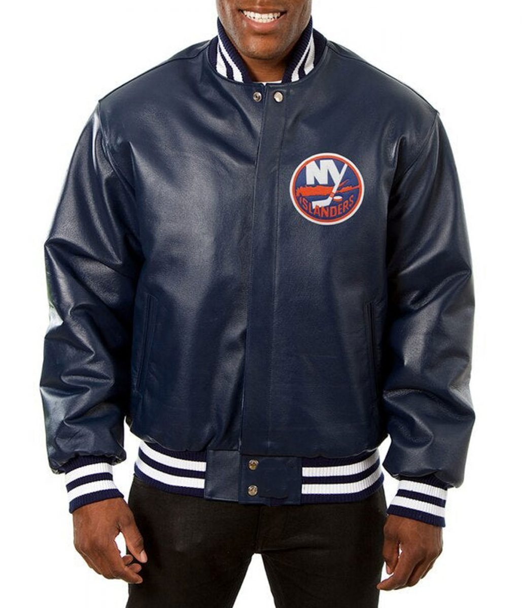 Varsity New York Islanders Navy Blue Leather Jacket