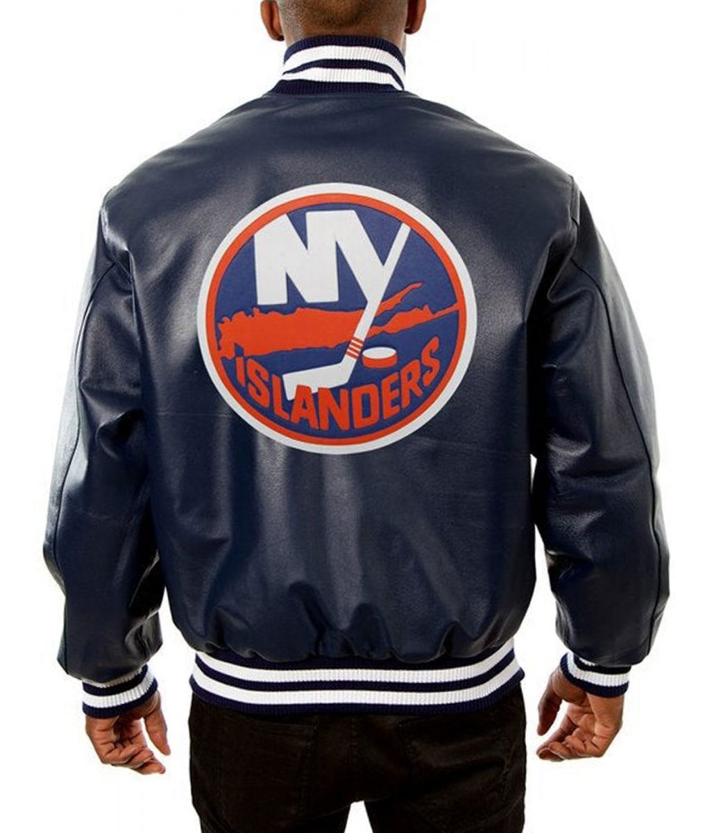 Varsity New York Islanders Navy Blue Leather Jacket - Image 2