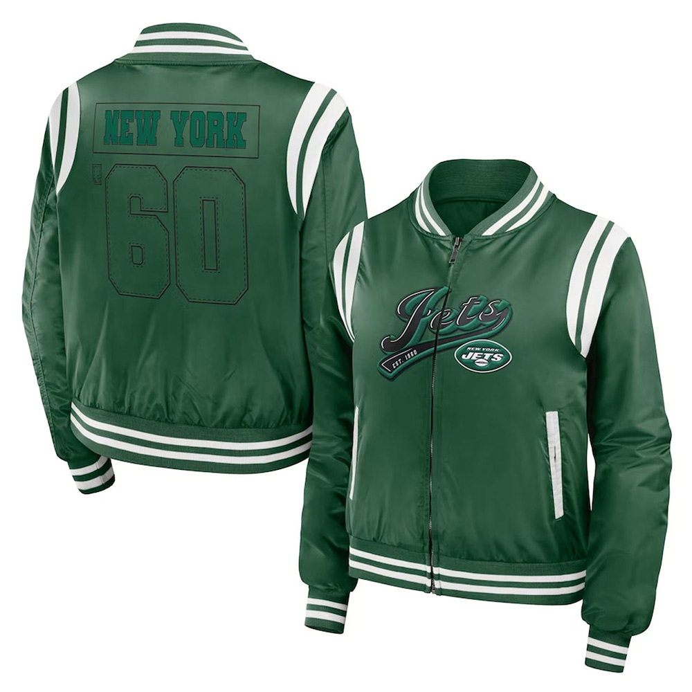 New York Jets Green Bomber Full-Zip Jacket - Image 3