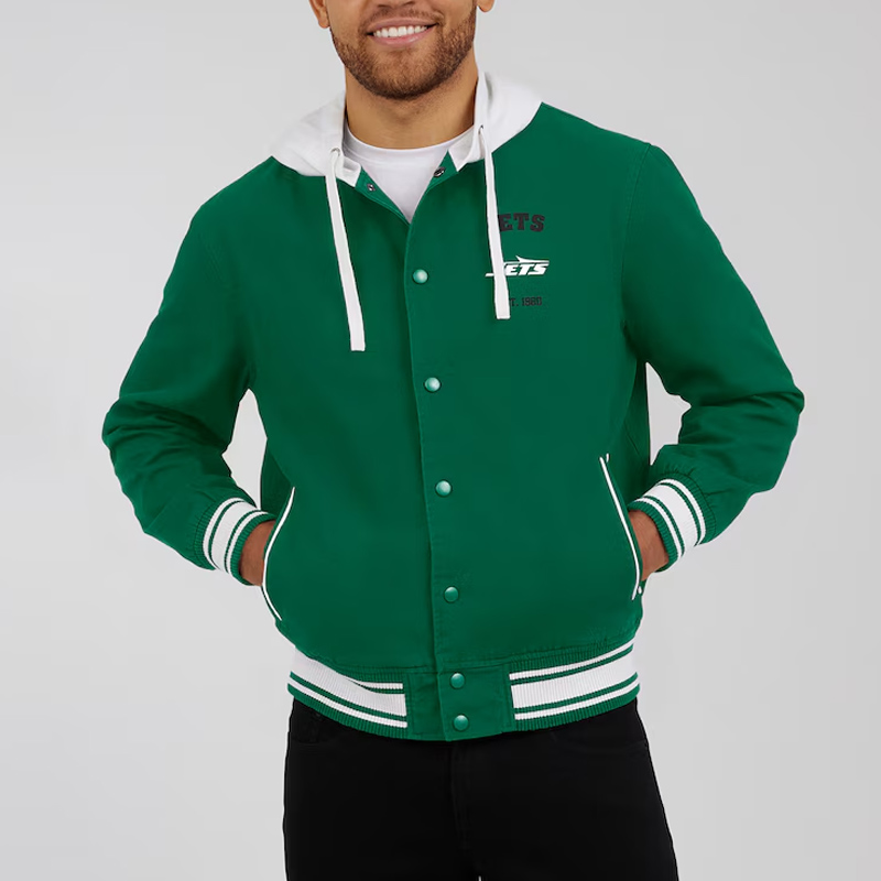 New York Jets Green Cotton Hooded Jacket - Image 4
