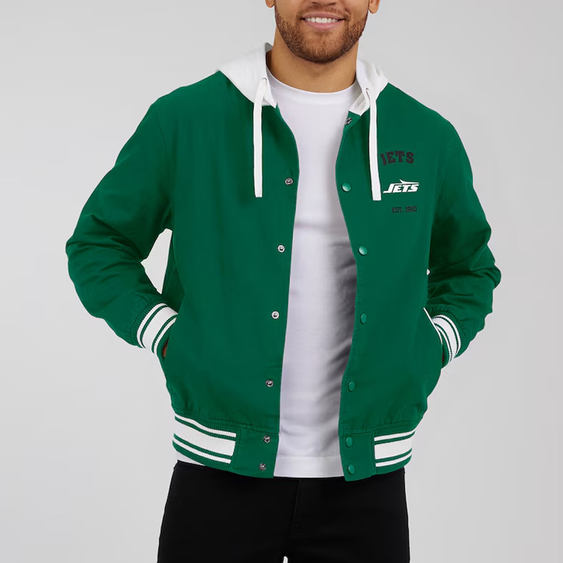 New York Jets Green Cotton Hooded Jacket - Image 6