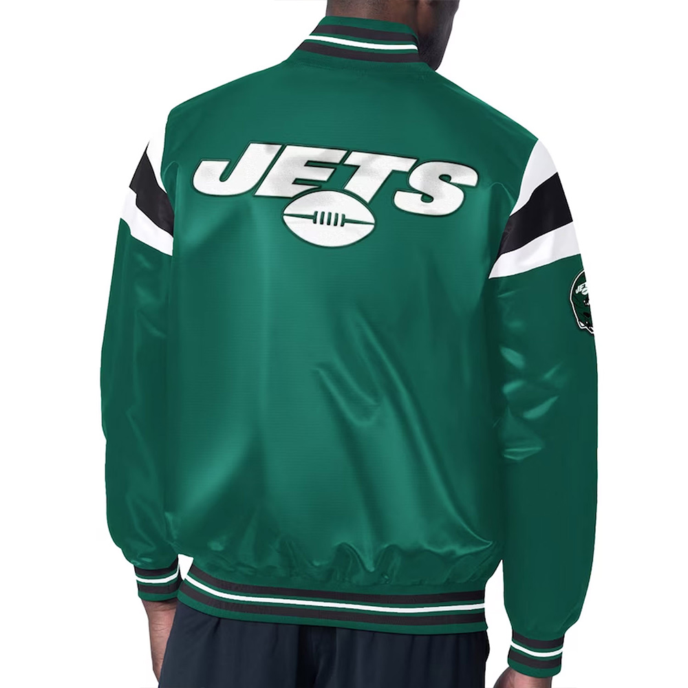 NY Jets Midweight Green Satin Jacket - Image 2