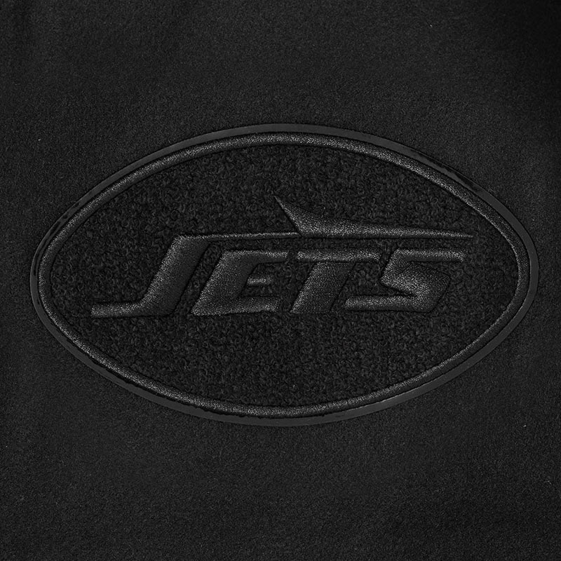NY Jets Triple Black Varsity Wool/Leather Jacket - Image 6