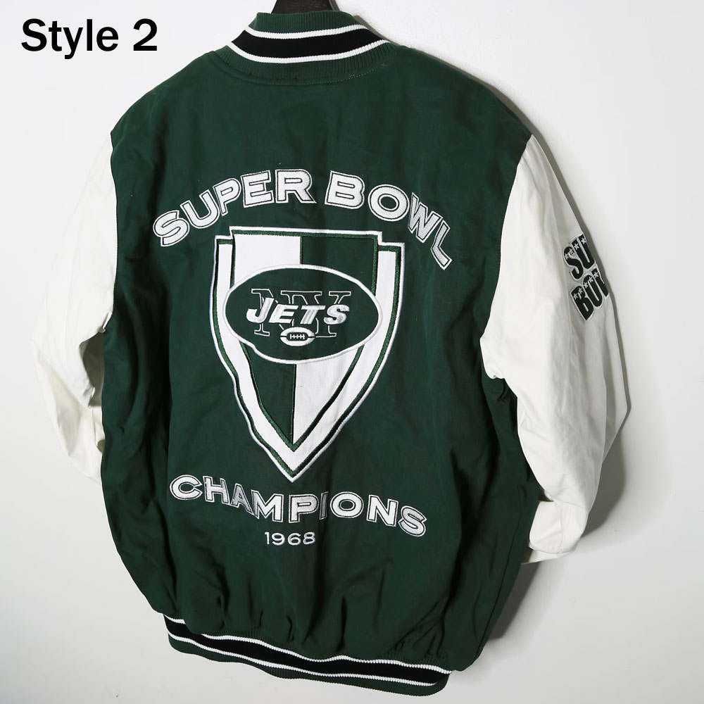 Varsity NY Jets Super Bowler White and Green Jacket - Image 6