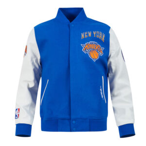 NY Knicks 2024/25 City Edition Blue and White Varsity Jacket