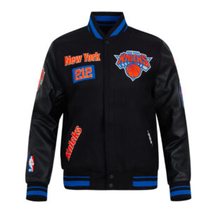NY Knicks Area Code Classic Rib Varsity Jacket