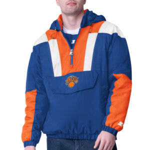 Blue/Orange New York Knicks Charger Half-Zip Pullover Jacket