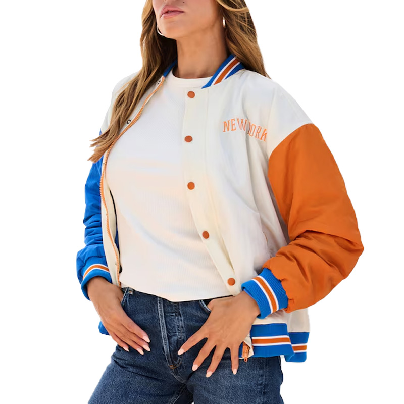 NY Knicks Color Block Bomber Full-Snap Jacket - Image 3