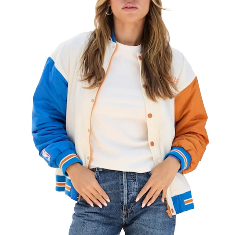 NY Knicks Color Block Bomber Full-Snap Jacket