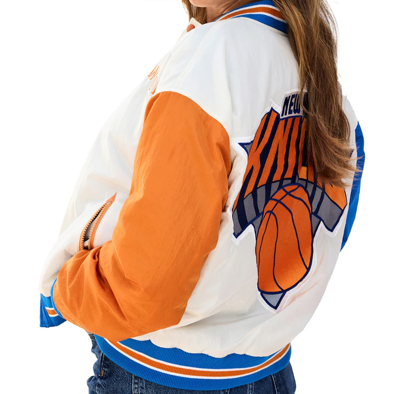 NY Knicks Color Block Bomber Full-Snap Jacket - Image 4
