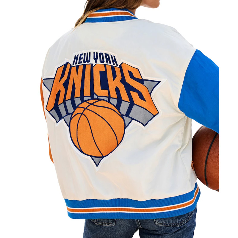 NY Knicks Color Block Bomber Full-Snap Jacket - Image 2