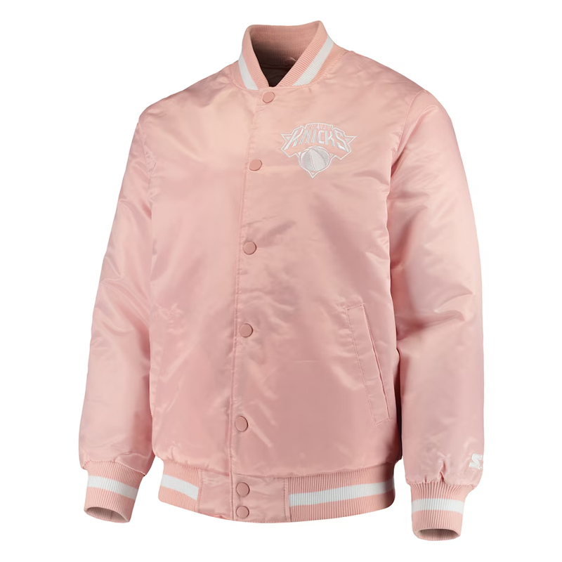 NY Knicks Pink Satin Jacket
