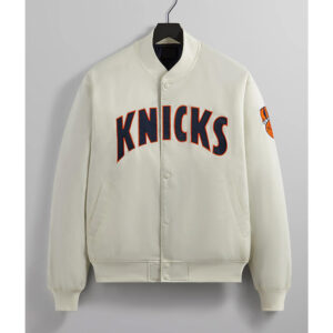 NY Knicks Bomber Pinstripe Satin Jacket