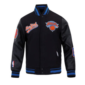 NY Knicks Script Tail Classic Rib Varsity Jacket