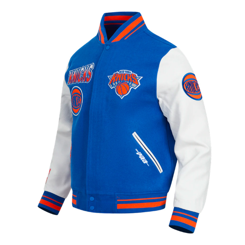 NY Knicks Turn It Up Classic Rib Varsity Jacket - Image 3