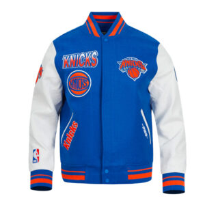 NY Knicks Turn It Up Classic Rib Varsity Jacket